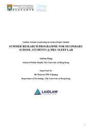 LiA Project Outline: Sleep & Psychology Research Immersion Programme for High School Students