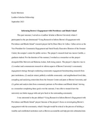 Informing Brown’s Engagement with Providence and Rhode Island