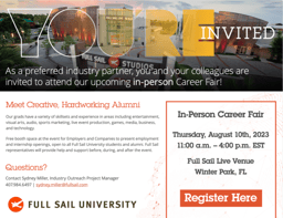 Upcoming Full Sail University Virtual & On Campus Hiring Events