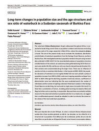 Long-term changes in population size and the age structure and sex structure and sex ratio of waterbuck in a Sudanian savannah of Burkina Faso