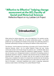 "Affective to Effective" helping change assessment at the UCL Faculty of Social and Historical Sciences