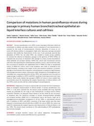 Comparison of mutations in human parainfluenza viruses during passage in primary human bronchial/tracheal epithelial air-liquid interface cultures and cell lines