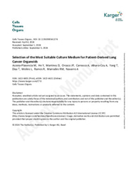 Selection of the Most Suitable Culture Medium for Patient-Derived Lung Cancer Organoids
