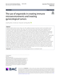 The use of organoids in creating immune microenvironments and treating gynecological tumors