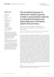 The translational power of Alzheimer’s-based organoid models in personalized medicine: an integrated biological and digital approach embodying patient clinical history