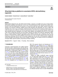 3D printed chip as platform to vascularize hiPSCs-derived kidney organoids