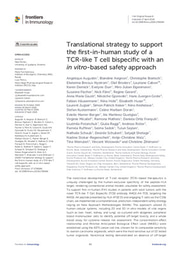 Did you miss this? 'Translational strategy to support the first-in-human study of a TCR-like T cell bispecific with an in vitro-based safety approach'