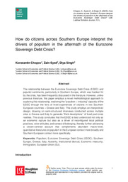 Final Research Project - How do citizens across Southern Europe interpret the drivers of populism in the aftermath of the Eurozone Sovereign Debt Crisis?