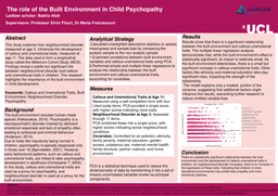 Laidlaw Summer 1 Poster - The Role of the Built Environment in Child Psychopathy. 
