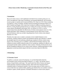 Citizen Science in River Monitoring: A Systematic Literature Review of the Whys and Hows