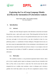 "Exploring the Uses of LLMs in Analysis Automation"--Research Report