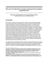 Why have far-right parties emerged as disproportionate adopters of generative AI?