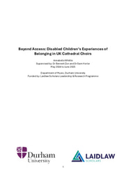 Beyond Access: Disabled Children's Experiences of Belonging in UK Cathedral Choirs