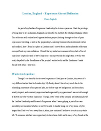 London, England – Experience Abroad Reflection