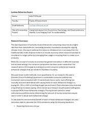 Identifying the ‘Low-Hanging Fruit’ of Consumer Behaviour changes necessary to facilitate the Transition towards Circular Economies: A Reflective Report 