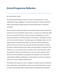 End of Programme Reflection