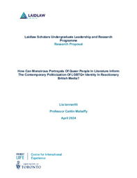 Project Outline- How Can Monstrous Portrayals Of Queer People In Literature Inform The Contemporary Politicization Of LGBTQ+ Identity In Reactionary British Media?