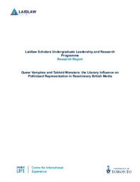 Queer Vampires and Tabloid Monsters: the Literary Influence on Politicized Representation in Reactionary British Media- Summer 1 Research Report