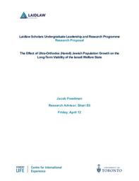Project Outline: The Effect of Ultra-Orthodox (Haredi) Jewish Population Growth on the Long-Term Viability of the Israeli Welfare State