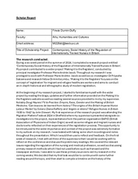 Research Reflective Report - Contemporary Social History of the Regulation of Internationally Trained Nurses in Britain
