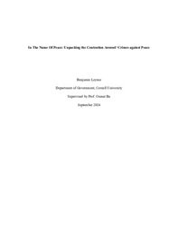 Research Report: The Problem of Crimes Against Peace