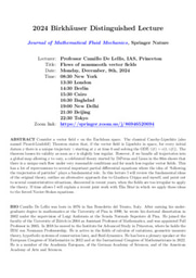 2024 Birkhäuser Distinguished Lecture to be delivered by Professor Camillo De Lellis