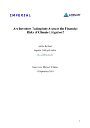 Research Report: Are Investors Taking into Account the Financial Risks Of Climate Litigation?