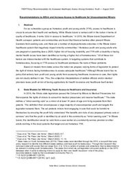 Policy Memo for Increased Access to Healthcare for Homeless Unaccompanied Minors