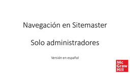 Navegaciónen Sitemaster - Solo administradores
