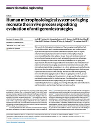 Human microphysiological systems of aging recreate the in vivo process expediting evaluation of anti-geronic strategies