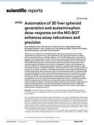 Automation of 3D liver spheroid generation and acetaminophen dose–response on the MO:BOT enhances assay robustness and precision