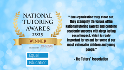 Equal Education Named Tuition Business of the Year at the 2025 National Tutoring Awards