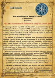 Functional Analysis Award 2025 