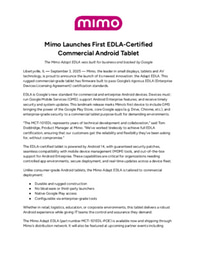 Mimo Launches First EDLA-Certified Commercial Android Tablet