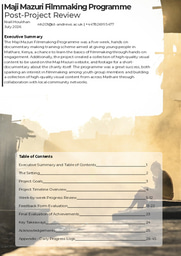 Maji Mazuri Filmmaking - Programme Report