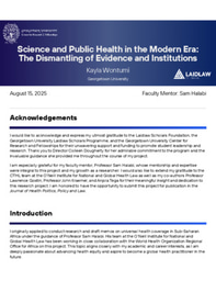 Science and Public Health in the Modern Era: The Dismantling of Evidence and Institutions