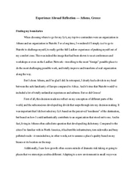Experience abroad reflection