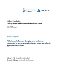 Research Proposal: Palliative care in Pakistan: A scoping review and expert consultation on current approaches, barriers to care, and culturally appropriate interventions - Ronaish Arshad