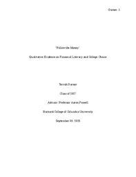  “Follow the Money”  Qualitative Evidence on Financial Literacy and College Choice [PAPER]