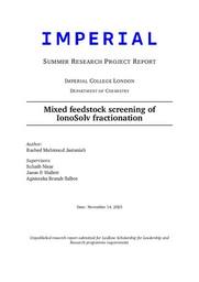Mixed feedstock screening of ionic liquid-based biorefinery