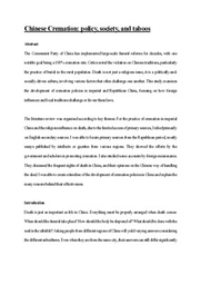 Chinese Cremation: policies, society, and taboos (report)