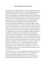 Leadership Development: A Reflection