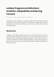 Reflections: Ambition, Adaptability and Moving Forward