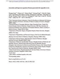 Generation and long-term expansion of human pancreatic islet organoids in vitro