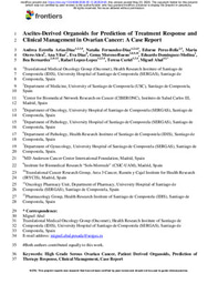 Ascites-Derived Organoids for Prediction of Treatment Response and Clinical Management in Ovarian Cancer