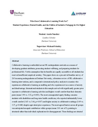 My Laidlaw Research: Who Does Collaborative Learning Work For?  Student Experience, Mental Health, and the Politics of Inclusive Pedagogy in UK Higher  Education