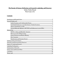 Research Report: Reflections on Research, Leadership, and Discovery