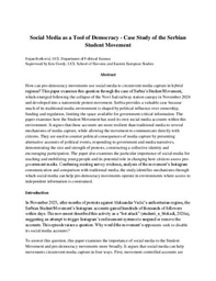 Social Media as a Tool of Democracy - Case Study of the Serbian Student Movement