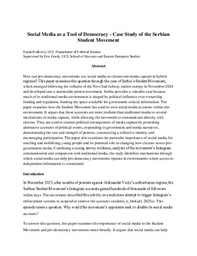 Social Media as a Tool of Democracy - Case Study of the Serbian Student Movement