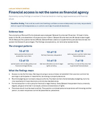 Financial Access, Agency and Legal Awareness: Thematic Data Briefing